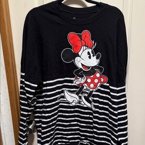 Disney Minnie Mouse Striped Long Sleeve Shirt - Black, White, Red